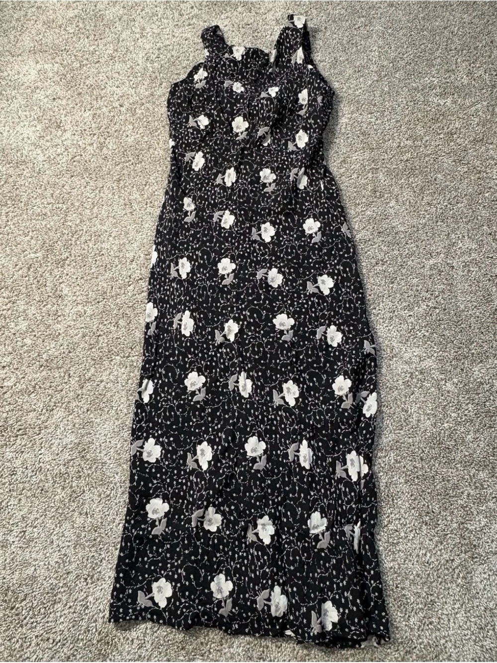 Harlow Black Maxi Dress with White Floral Print